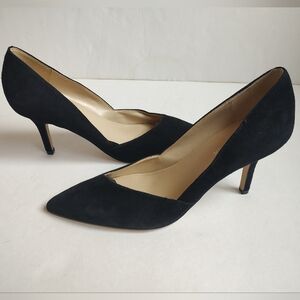 Marc Fisher Tuscany Pumps Stiletto Heels Suede Black Pointed Toe Classic 8.5 NEW